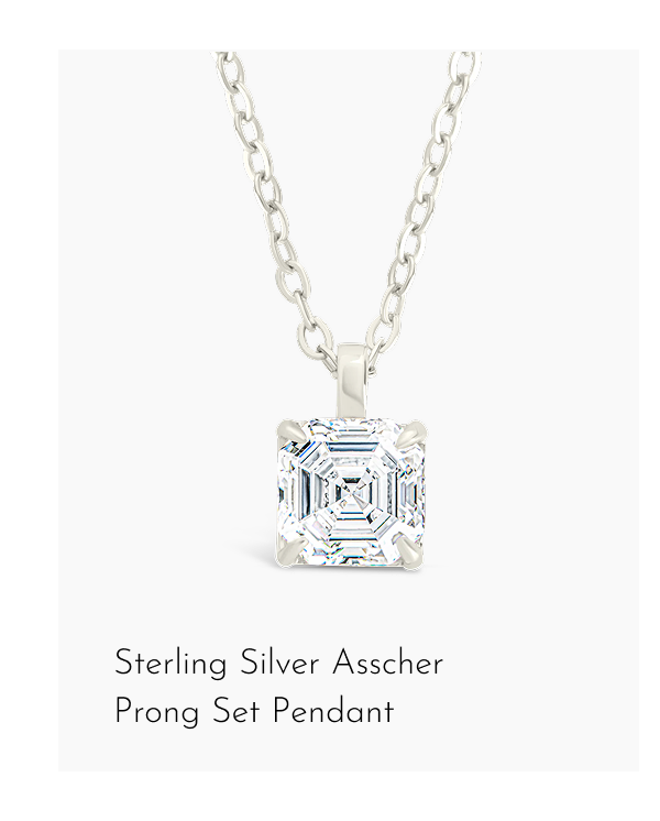 Sterling Silver Asscher Prong Set Pendant