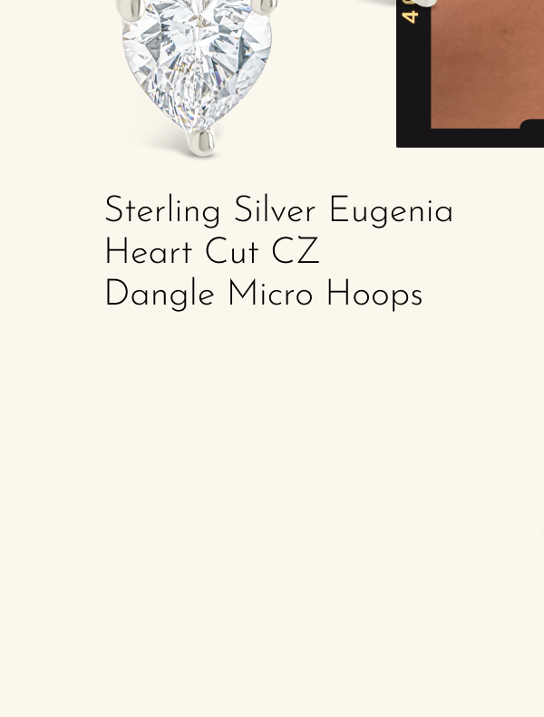 Sterling Silver Eugenia Heart Cut CZ Dangle Micro Hoops