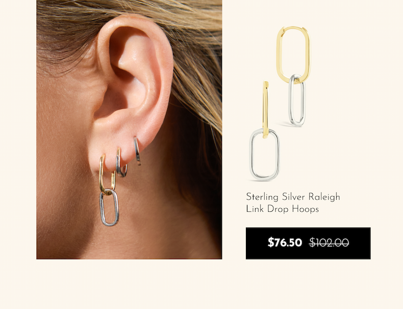 Sterling Silver Raleigh Link Drop Hoops $76.50  $102.00