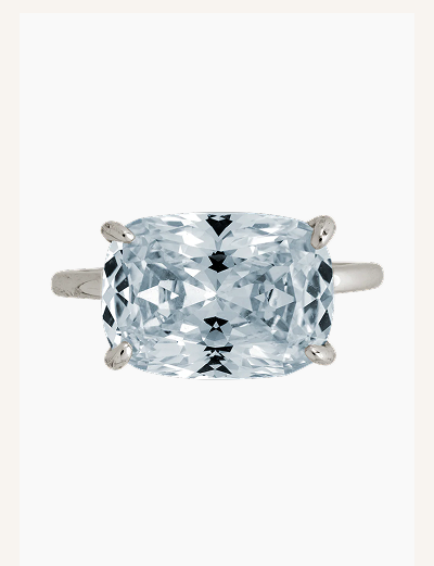 Sterling Silver Cushion East-West Ring