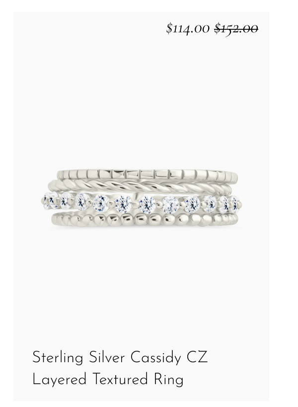 Sterling Silver Cassidy CZ Layered Textured Ring [*$114.00* $152.00]
