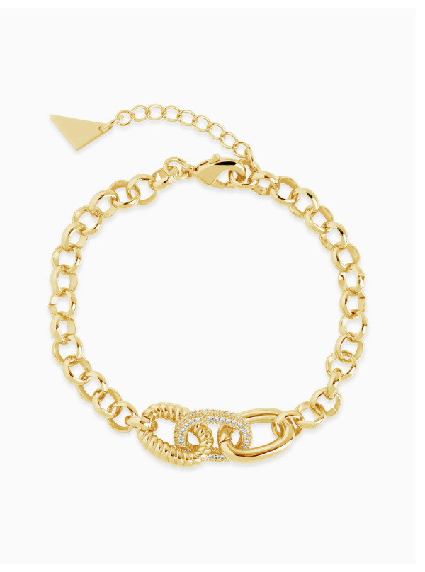 Jaycee CZ & Rope Twist Chain Link Bracelet