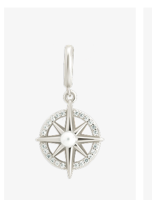 Sterling Silver CZ & Pearl Compass