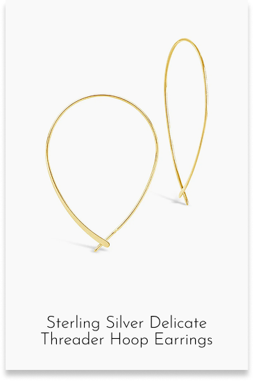 Sterling Silver Delicate Threader Hoops