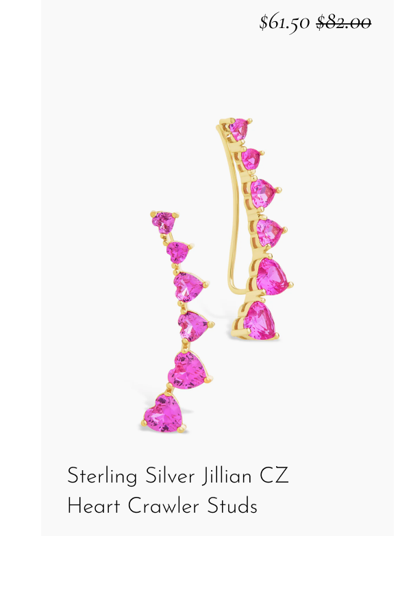 Sterling Silver Jillian CZ Heart Crawler Studs