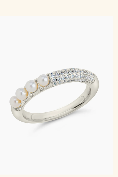 Evelyn CZ & Pearl Eternity Band Ring