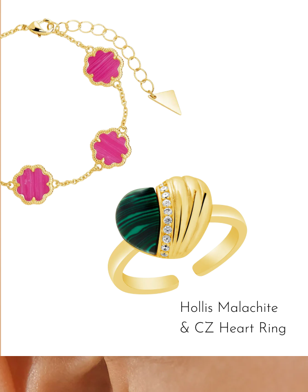 Hollis Malachite & CZ Heart Ring