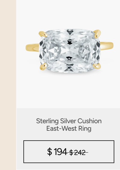 Sterling Silver Cushion East-West Ring
