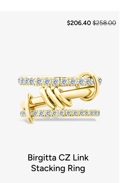 Sterling Silver Birgitta CZ Link Stacking Ring [*$206.40* $258.00]