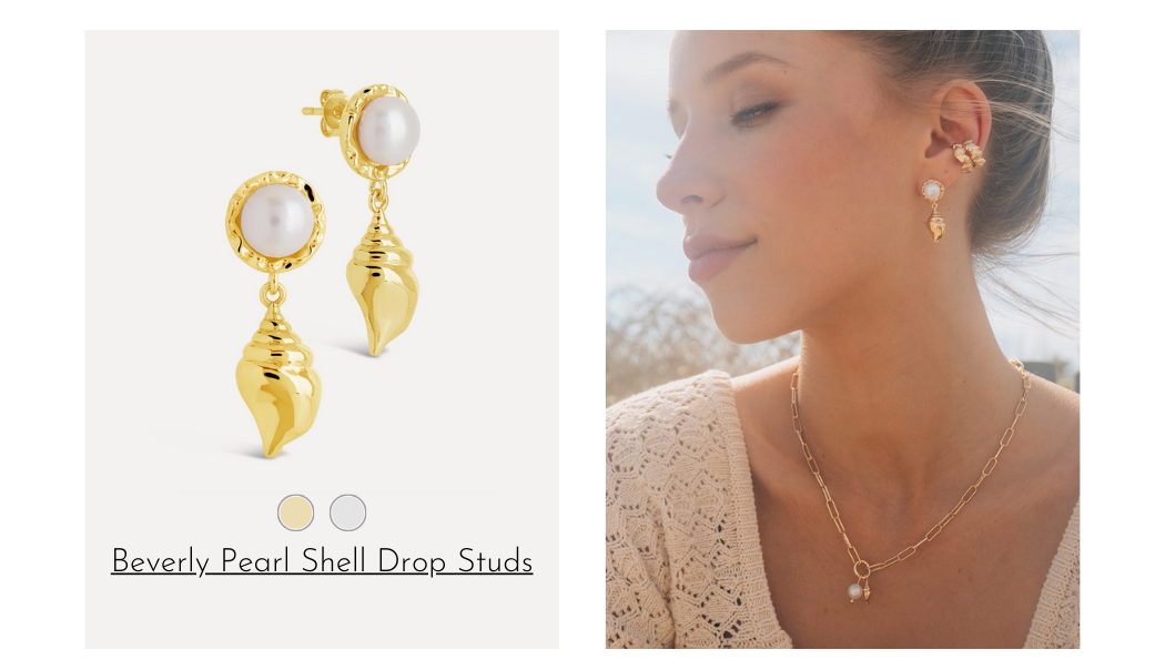 Beverly Shell & Pearl Drop Stud Earrings