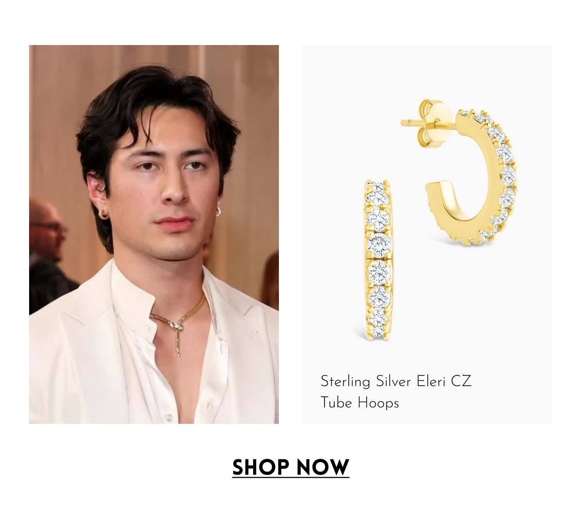 Sterling Silver Eleri CZ Tube Hoops [SHOP NOW]