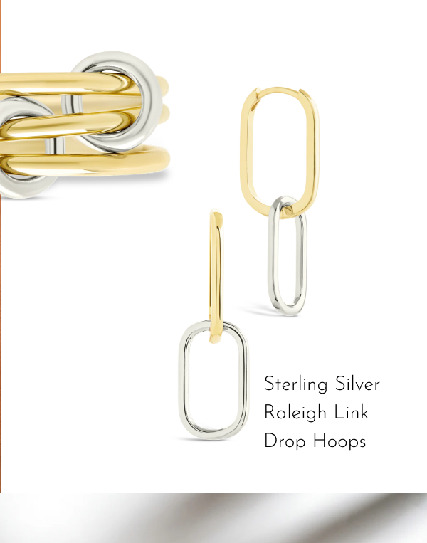 Sterling Silver Raleigh Link Drop Hoops