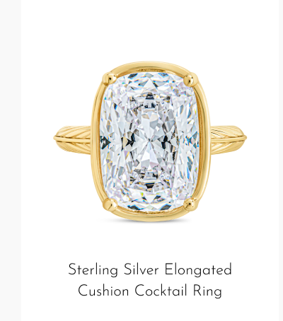 Sterling Silver Elongated Cushion Cocktail Ring