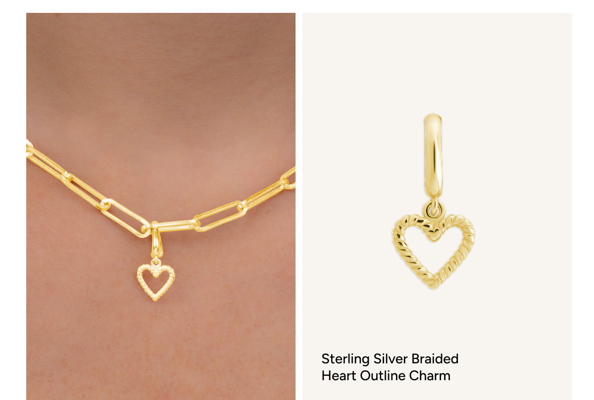 Sterling Silver Braided Heart Outline Charm