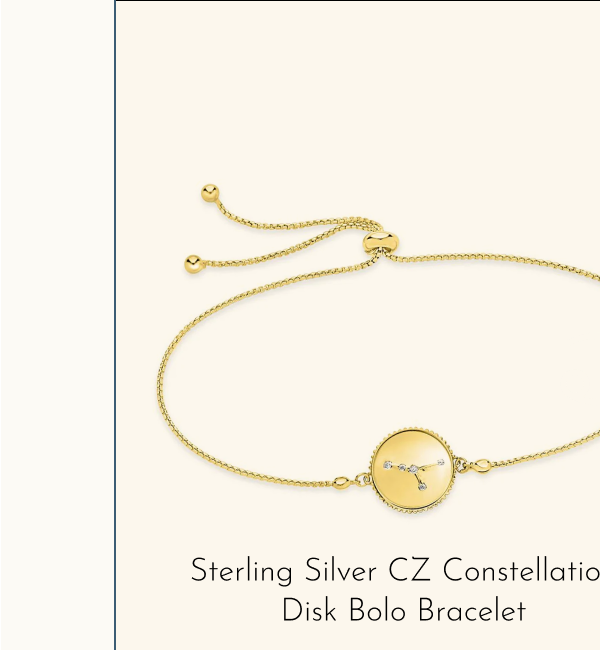 Sterling Silver CZ Constellation Disk Bolo Bracelet
