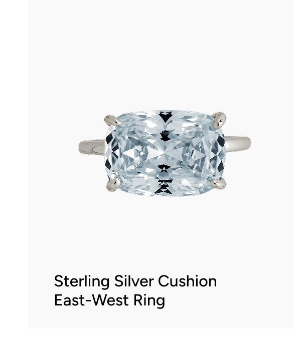 Sterling Silver Cushion East-West Ring