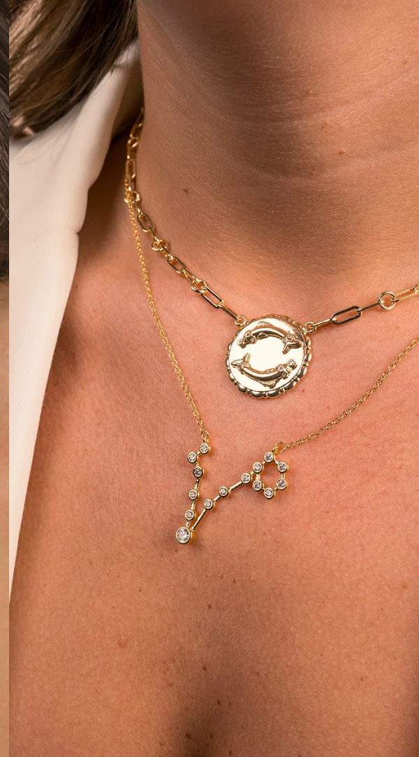 When Stars Align' Constellation Necklace & Bold Link Zodiac Necklace Set
