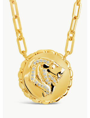 Bold CZ Zodiac Link Pendant Necklace