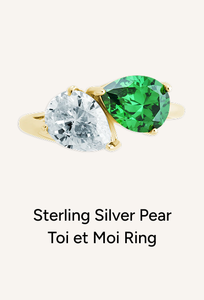 Sterling Silver Pear Toi et Moi Ring