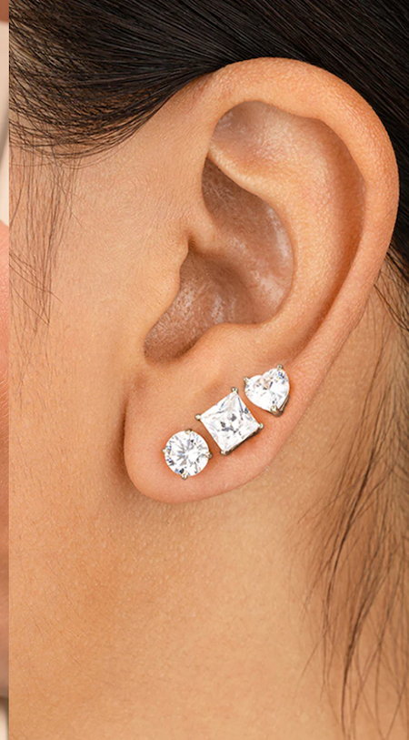 Sterling Silver Statement CZ Stud Set of 3