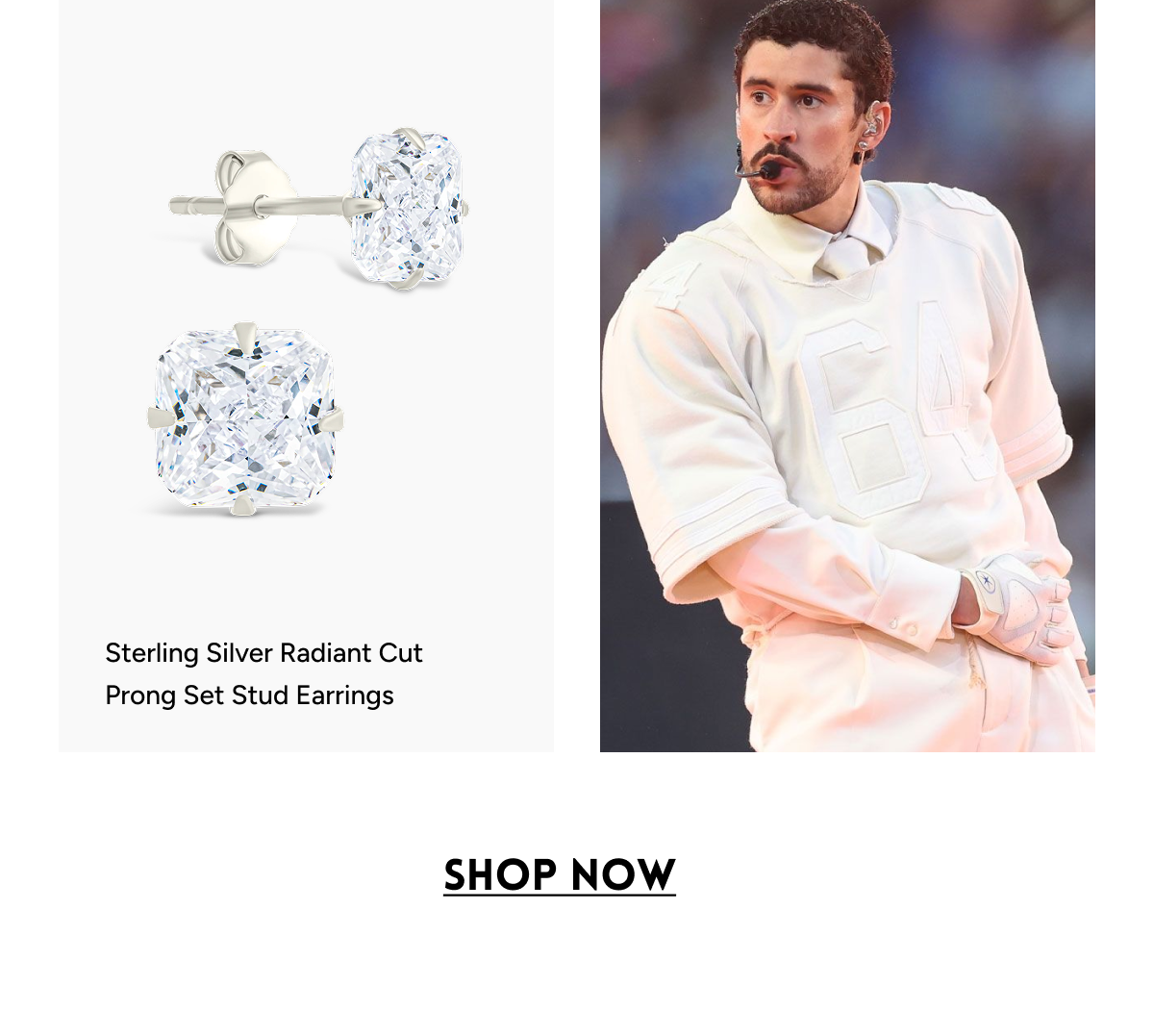 Sterling Silver Radiant Cut Prong Set Stud Earrings [Shop now]