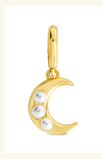 Sterling Silver Pearl Moon Charm