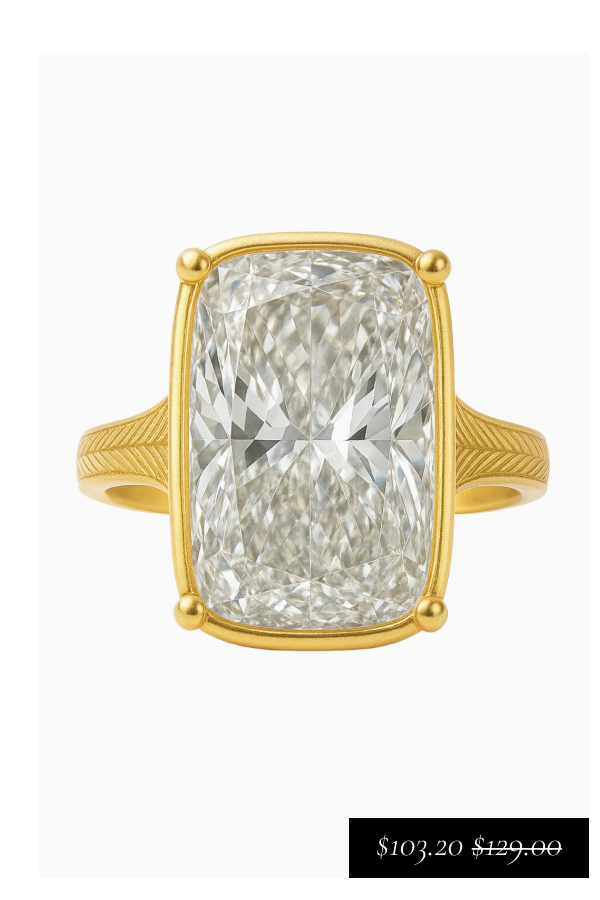 Sterling Silver Elongated Cushion Cocktail Ring (in gold) $103.20