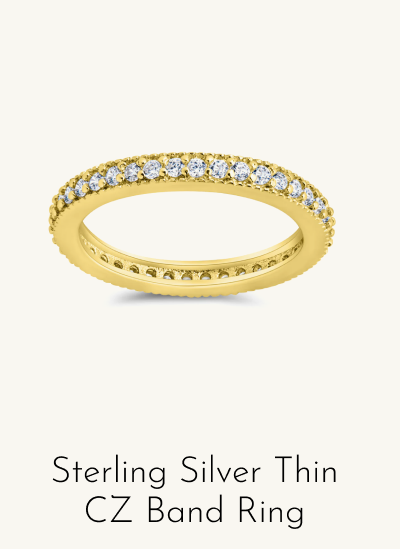 Sterling Silver Thin CZ Band Ring