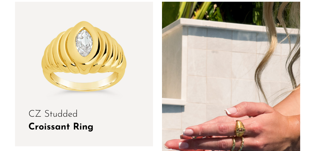 Studded Croissant Ring