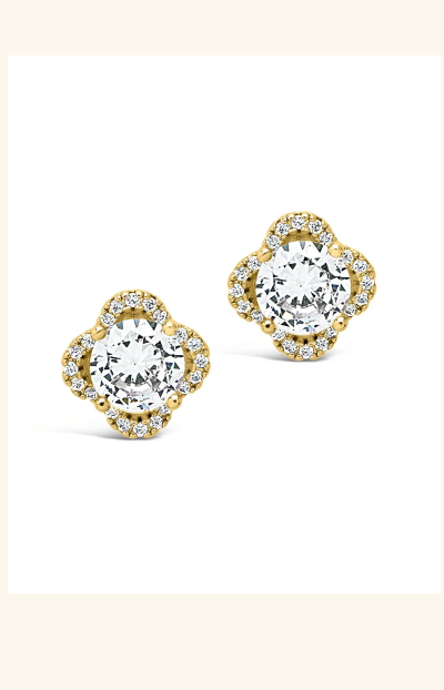 Sterling Silver CZ Lucky Clover Studs