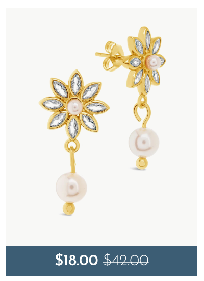 Esti CZ Flower & Pearl Drop Stud Earrings | $18.00