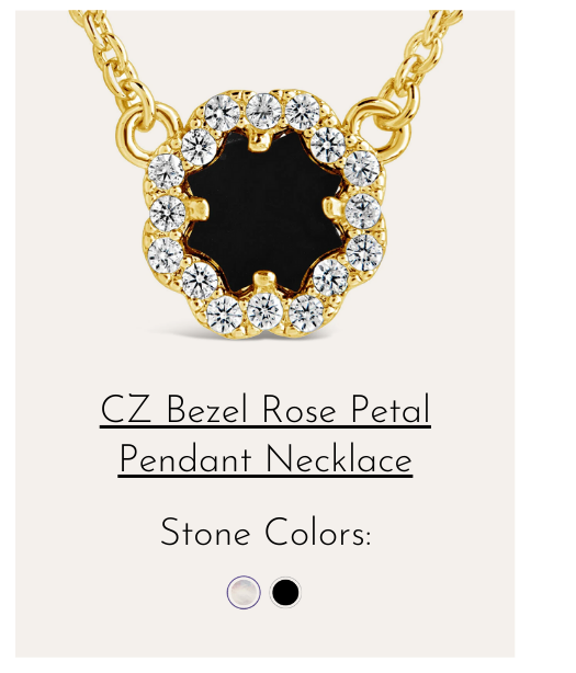 bezel rose petal pendant necklace