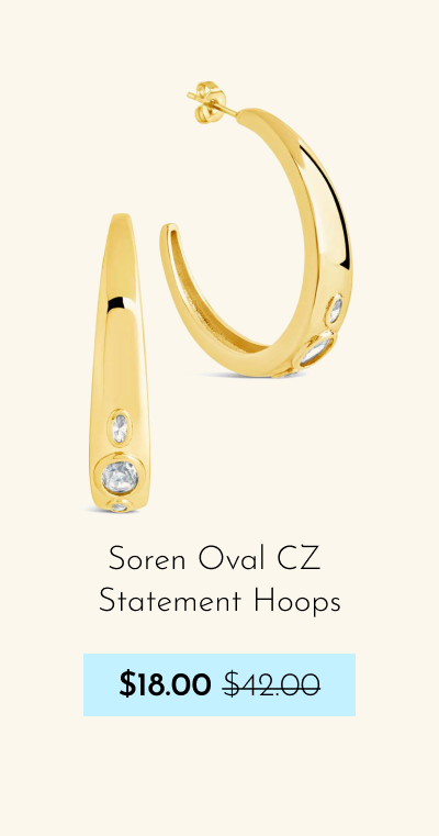 Soren Oval CZ Statement Hoops - now $18, was $42