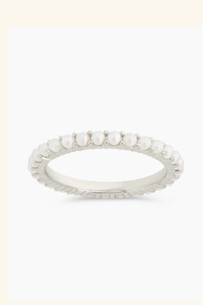 Sterling Silver Gianna Pearl Eternity Ring