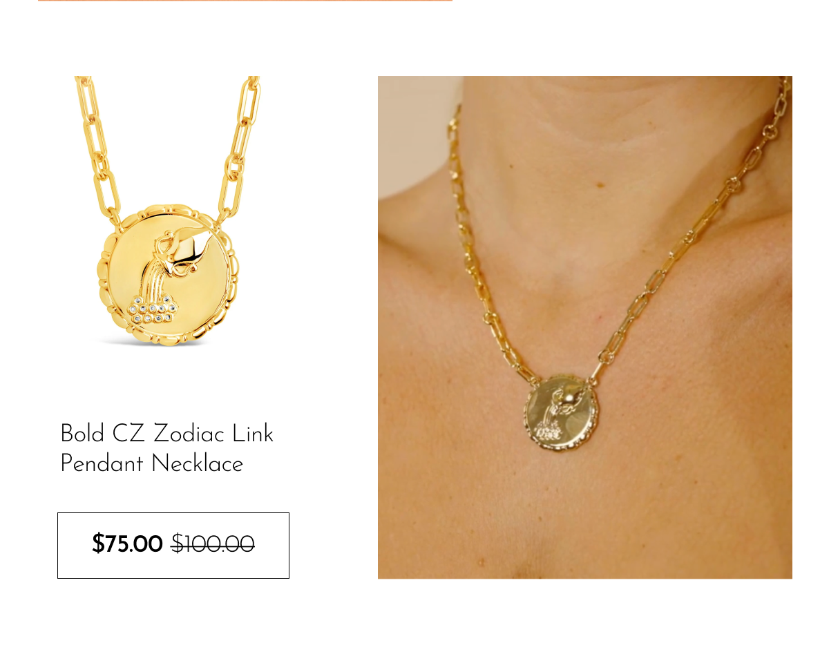 Bold CZ Zodiac Link Pendant Necklace [*$75.00* $100.00]
