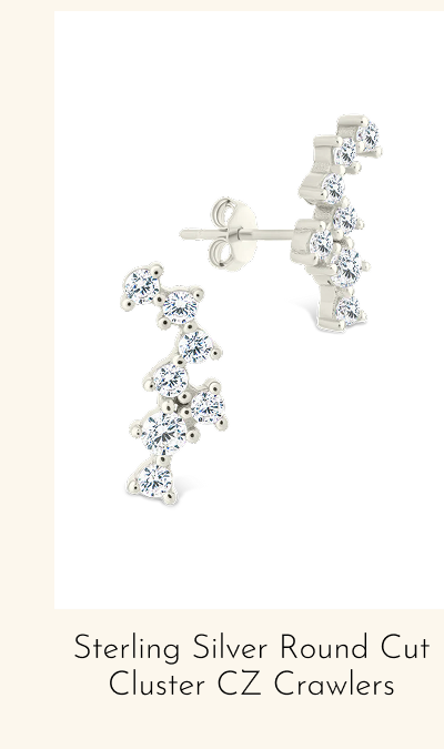 Sterling Silver Round Cut Cluster CZ Crawlers