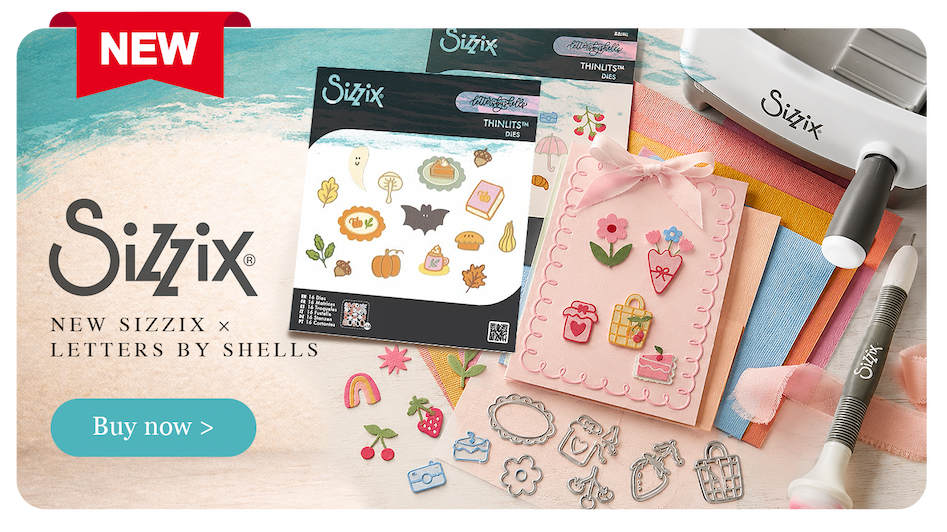 New Sizzix by Letters by Shells Thinlits dies featuring miniature flowers, fruit, treats, seasonal icons and colourful papercraft details.