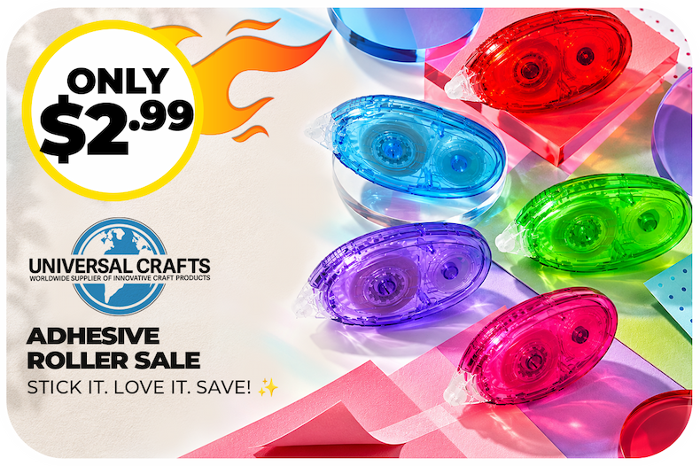 Universal Crafts Adhesive Roller Sale – colourful adhesive rollers only $2.49