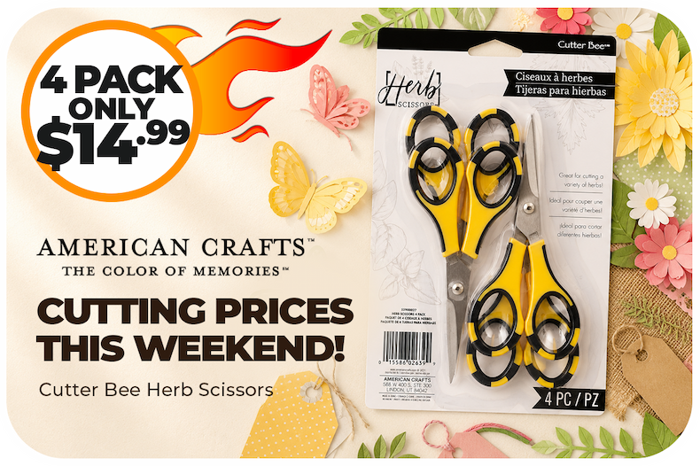 American Crafts Cutter Bee Herb Scissors four-piece set on sale for only $14.99.