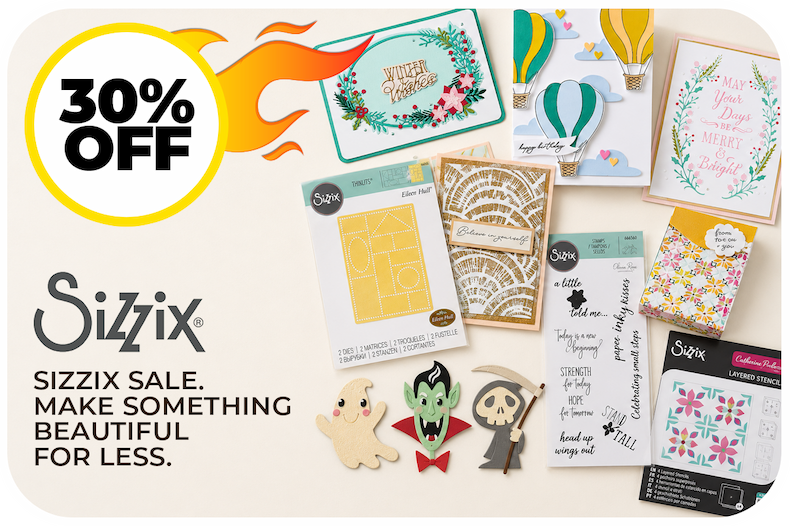Sizzix dies, stamps, stencils and handmade card inspiration – 30% off.