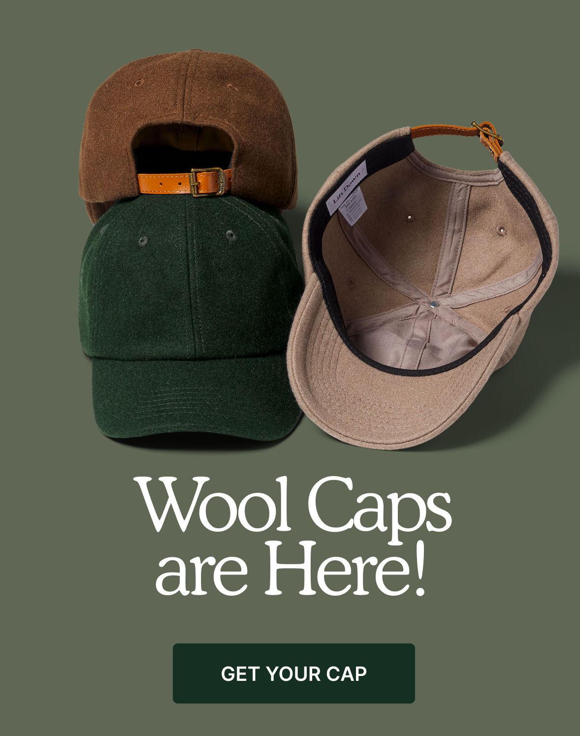 A modern reimagining of our Classic Cap Lift Down Hats