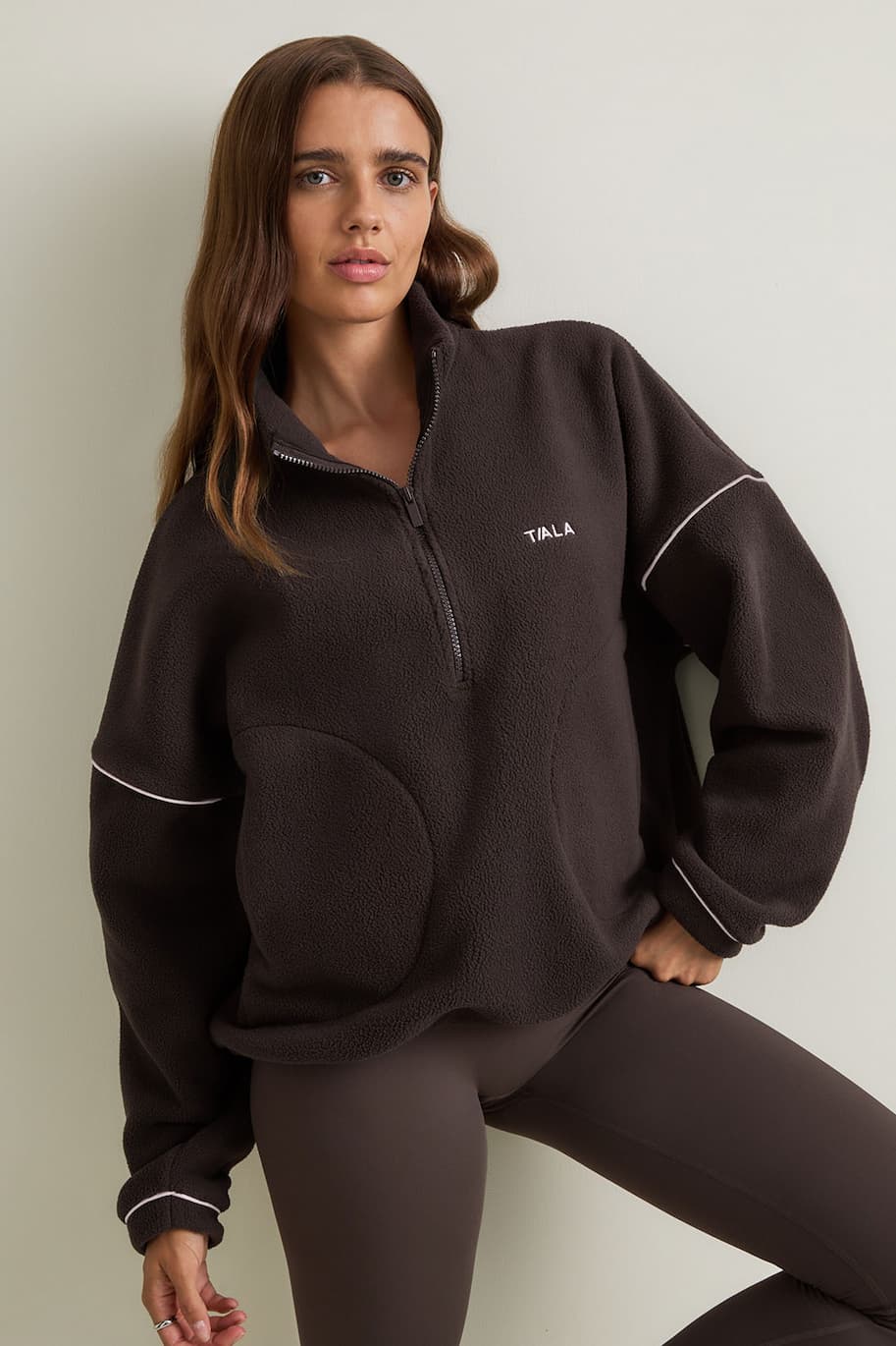 1/4 Zip Fleece Jacket - Black & Ivory