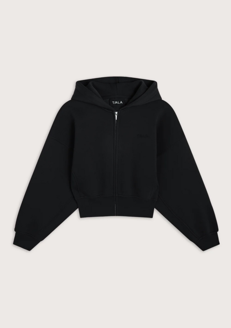 Cocoon Zip Through Hoodie - Black