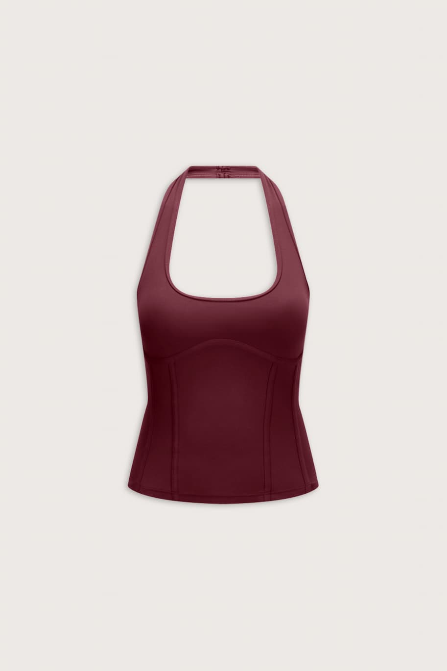 DayFlex Seamed Halter Tank - Burgundy