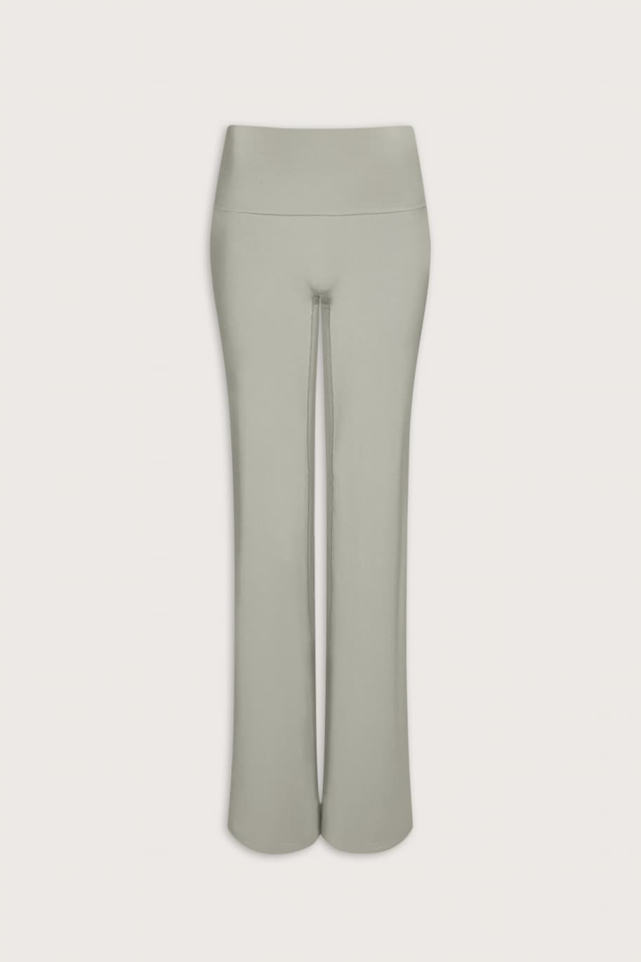 SoftSet Fold Waist Wide Leg Trouser - Sage Green