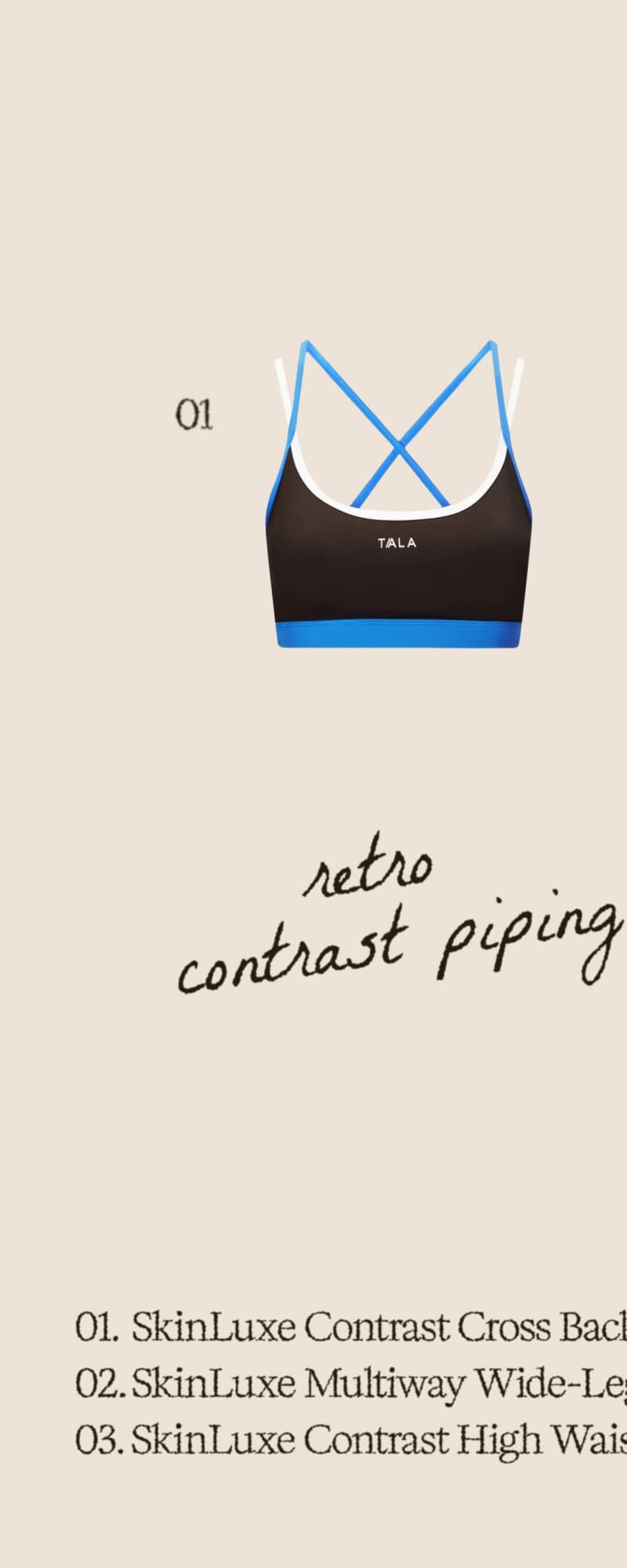 SkinLuxe Contrast Cross Strap Sports Bra - Americano