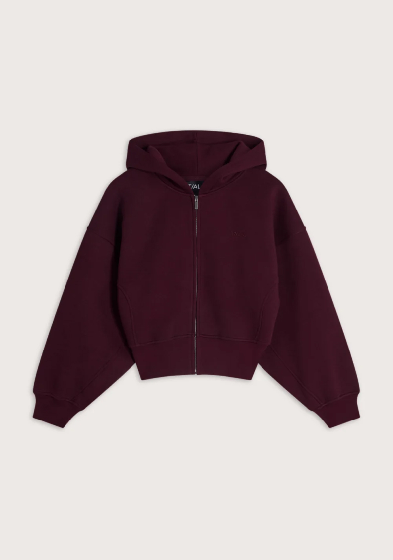 Cocoon Zip Through Hoodie - Deep Burgundy