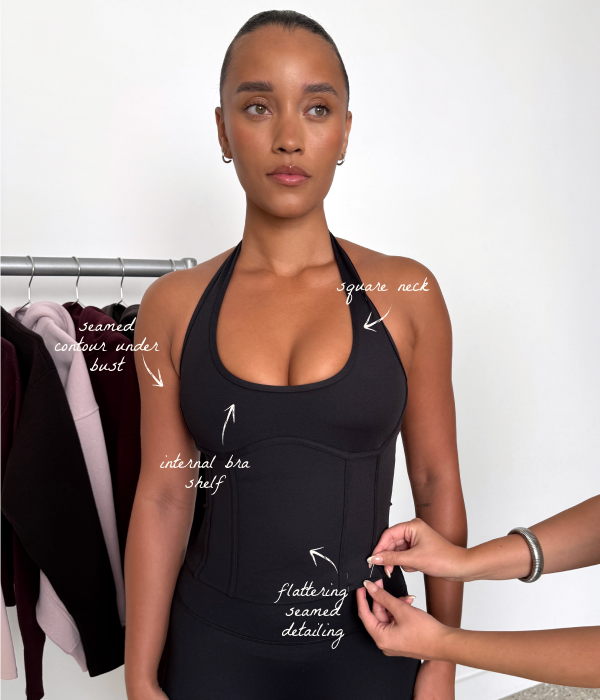 DESIGN DEEPDIVE OF DayFlex Seamed Halter Tank - Shadow Black