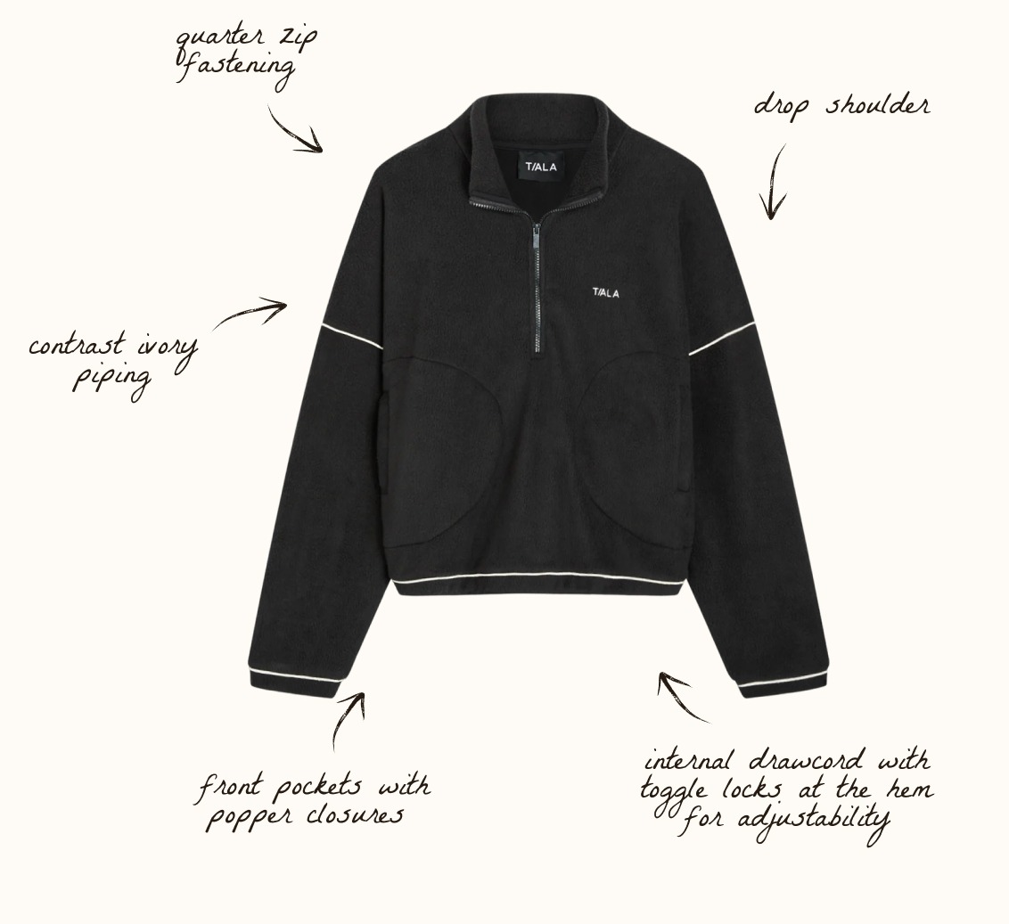 1/4 Zip Fleece Jacket - Black & Ivory