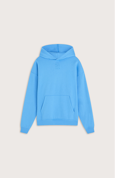 Oversized Embossed Logo Hoodie - Sky Blue